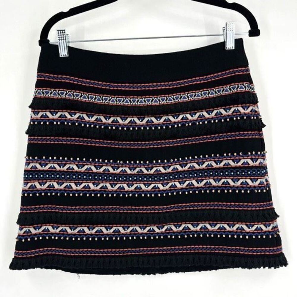 Nanette Lepore embellished Beaded Flat Front Lined mini Skirt MultiColor Size 4